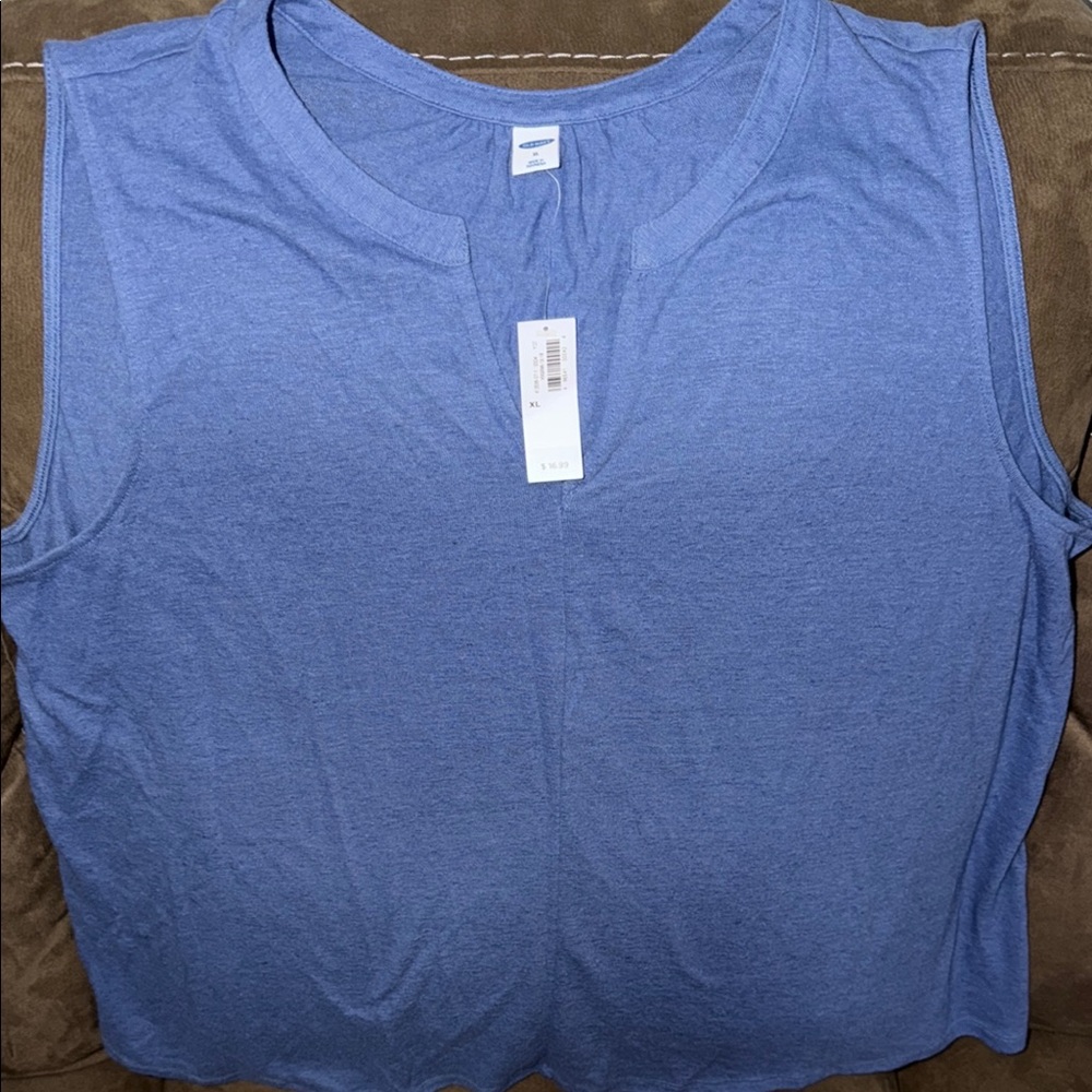 Old Navy Sleeveless Notch-Neck Tank Top - Heather Blue